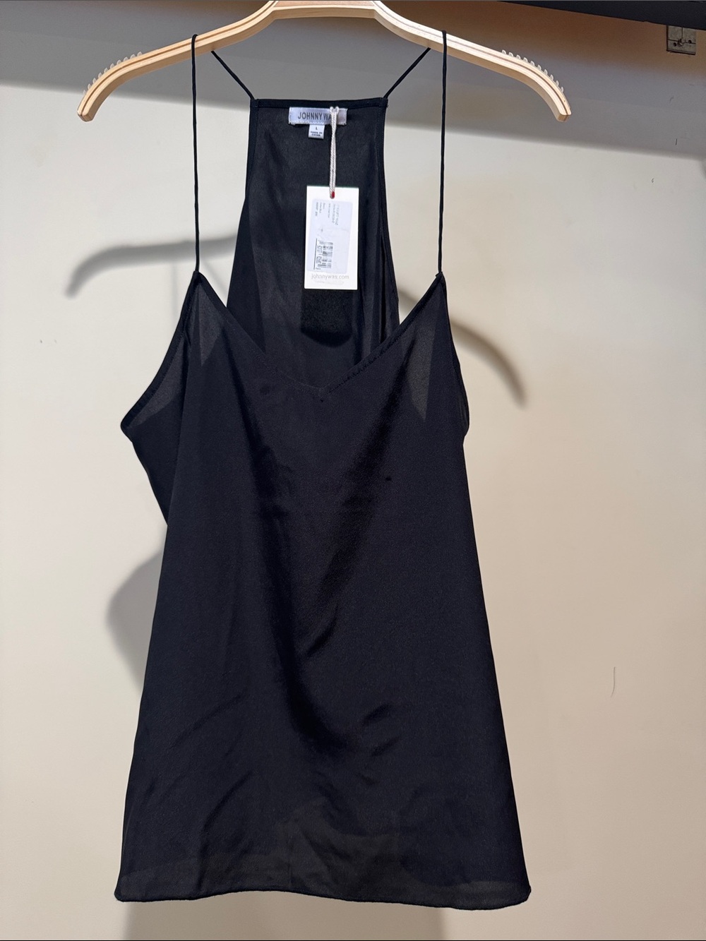 Johnny Was Black Sheer Silk Spaghetti Strap Cami